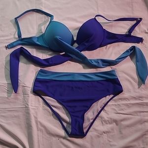Blue two tone bikini 1XL